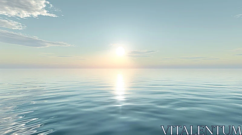 AI ART Tranquil Sunset Seascape - Calm Ocean View