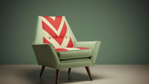 Vintage Retro Armchair with Geometric Pattern Upholstery