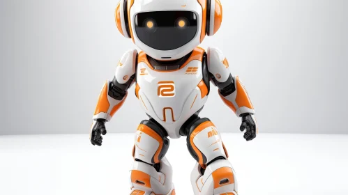 Charming White and Orange Robot - Friendly Expression