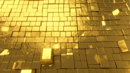 Gold Surface 3D Rendering: Reflective Chaos and Disorder