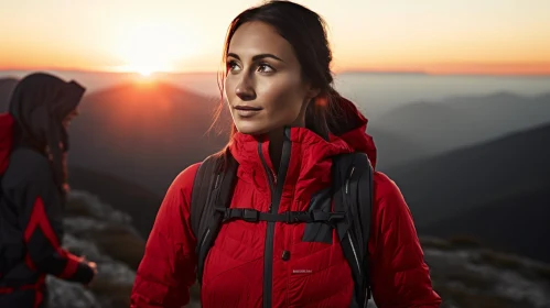 Majestic Sunset Portrait of a Woman on Mountaintop