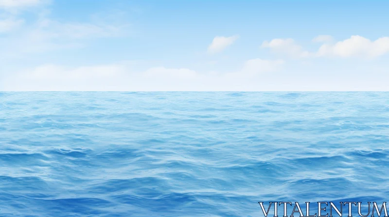 Serene Ocean Scene: Deep Blue Waters and Light Blue Sky AI Image