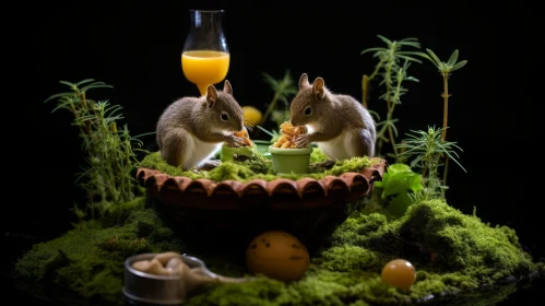 Adorable Squirrels Feasting on Nuts and Fruits