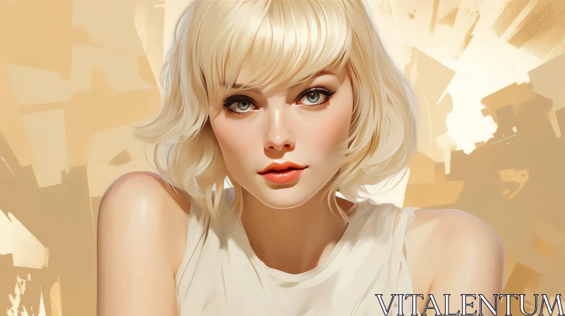 AI ART Beautiful Young Woman Portrait - Tranquil White Tank Top