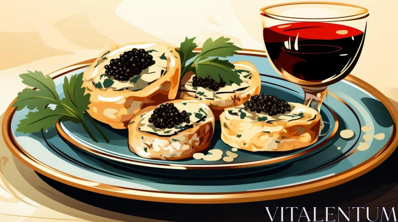 Delicious Canapes and Red Wine - Culinary Delights AI Image