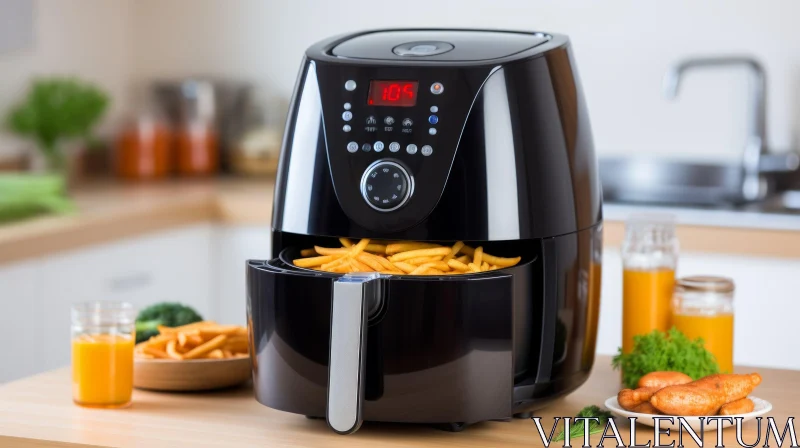 AI ART Efficient Black Air Fryer for Healthy Cooking