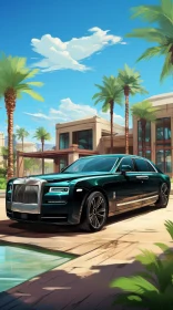 Luxurious Rolls-Royce Ghost and Modern House