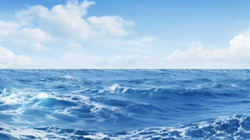 Powerful Ocean Waves in Deep Blue Water
