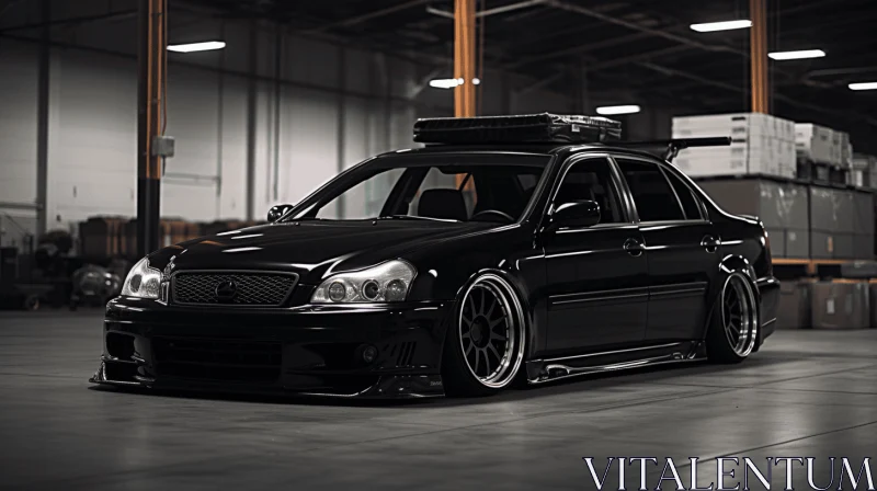 Black Lexus LS600 Car | Industrial Warehouse | Bold and Intricate Design AI Image