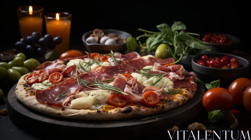 AI ART Delicious Pizza Photography with Ham and Cheese