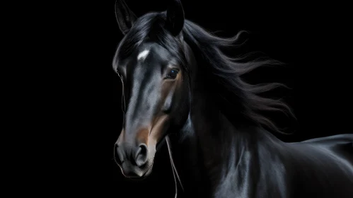 Majestic Dark Bay Horse Portrait