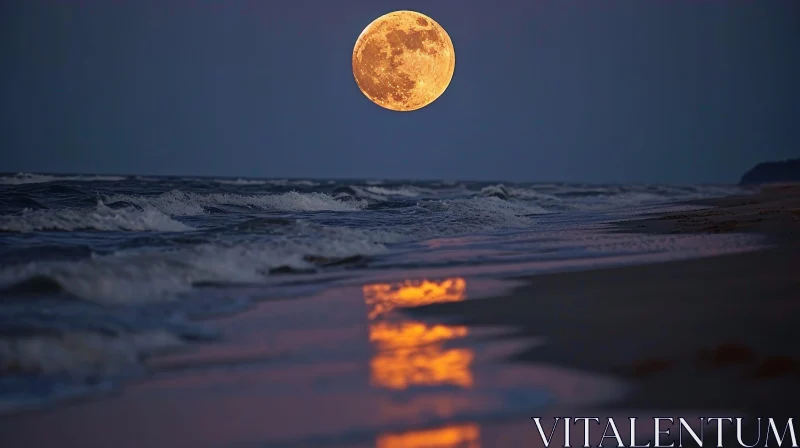 Moonlit Serenity at Sea AI Image