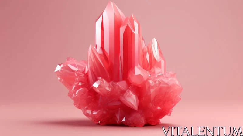 Pink Crystal Close-Up Rendering AI Image