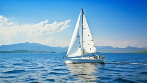 Sailboat on Open Sea - Sunny Day Scene
