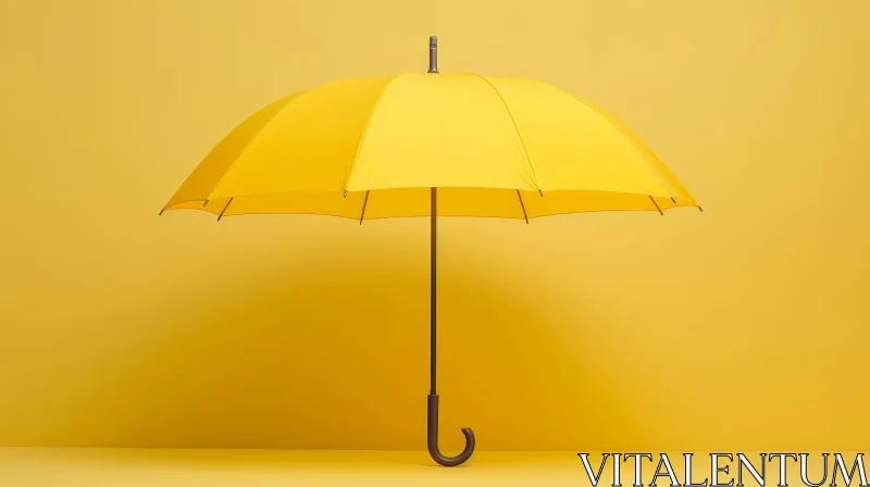 Yellow Umbrella 3D Rendering on Matching Background AI Image
