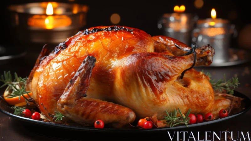Delicious Roasted Turkey with Rosemary and Berries AI Image