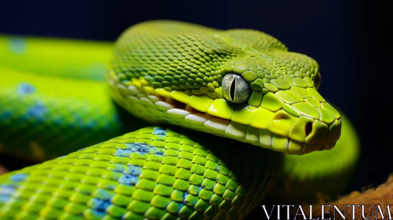AI ART Detailed Green Snake Close-Up