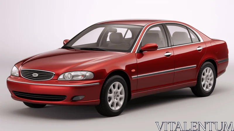 Red Sedan on White Background | Realistic Car Art AI Image