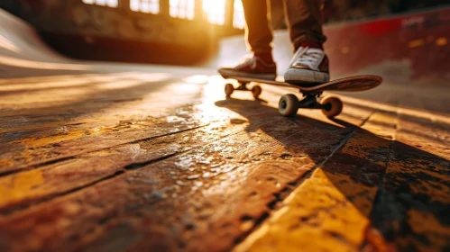 Skateboarding Action on Wooden Ramp