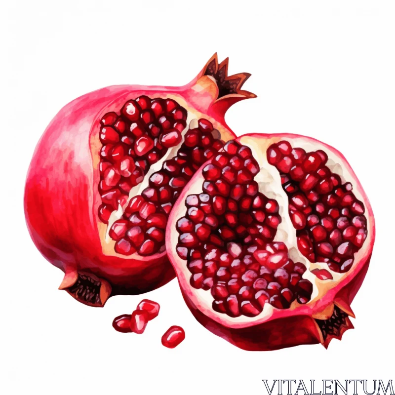 AI ART Vibrant Watercolor Illustration of a Pomegranate
