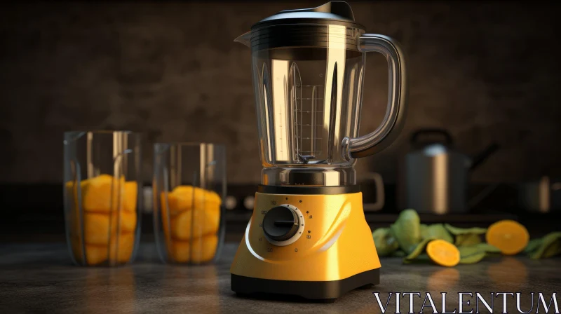 Yellow Blender on Kitchen Counter - Home Appliance Image AI Image