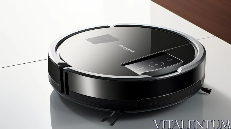 Black and Silver Robot Vacuum Cleaner - Modern Home Appliance AI Image