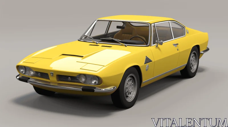 Captivating Yellow Sports Car: Realistic and Detailed Rendering AI Image