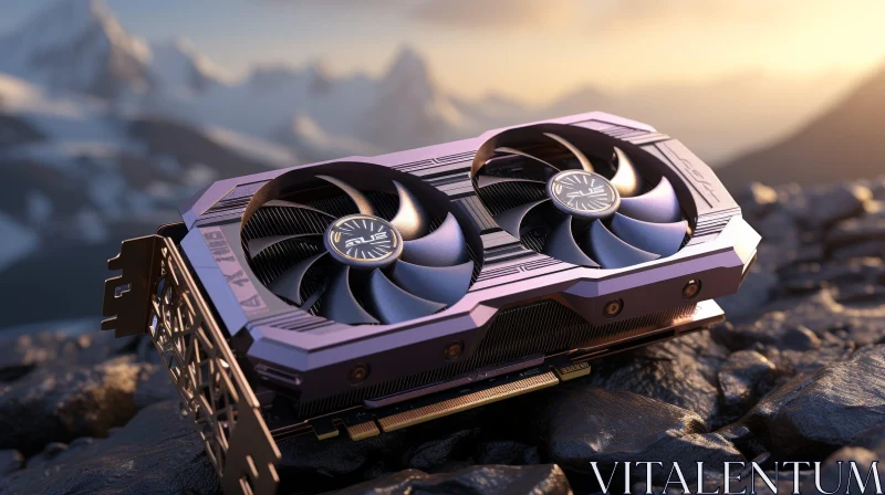 Computer Graphics Card on Mountainous Background AI Image