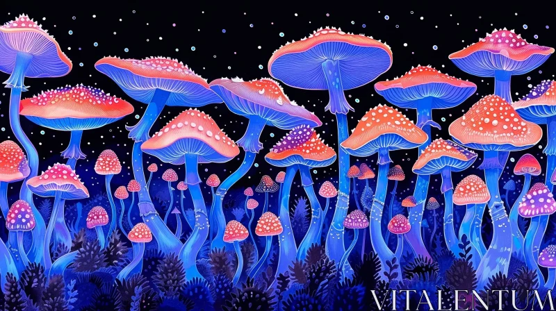 Enchanting Glowing Mushroom Forest AI Image