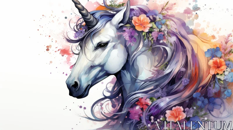 Enchanting Unicorn and Floral Fantasy AI Image