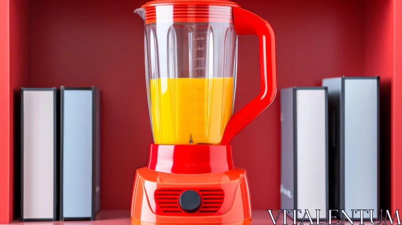 Red Blender on White Table - Kitchen Appliance Image AI Image