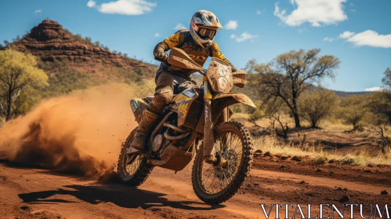 Thrilling Desert Motorcycle Rider Adventure AI Image