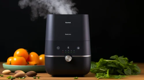 Black Remt Humidifier with Cherry Tomatoes and Almonds