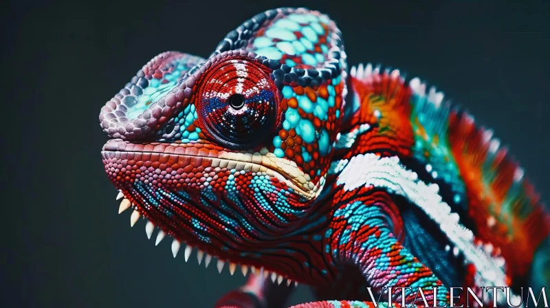 Colorful Chameleon Portrait AI Image