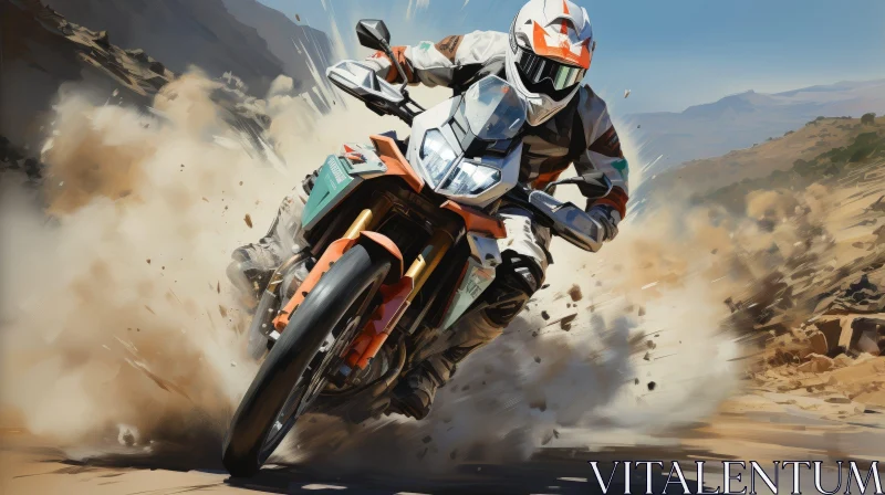 Man Riding Dirt Bike in Desert - Action-Packed Image AI Image