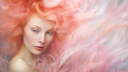 Pink-haired Woman Portrait in Ethereal Setting