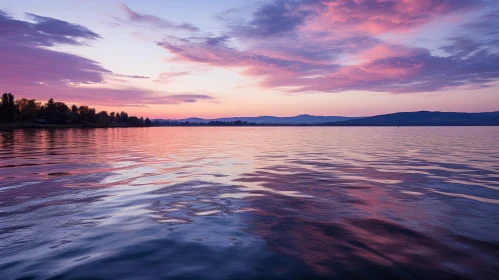 Tranquil Sunset Over Lake - Serene Nature Beauty