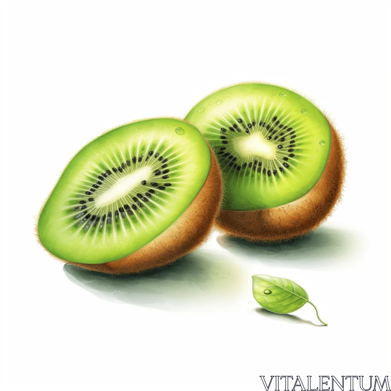 Vibrant Kiwi Fruit Painting - Realistic and Detailed Rendering AI Image