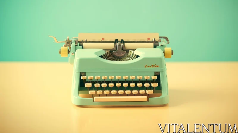 Vintage Typewriter 1950s - Retro Antique Green Keyboard AI Image