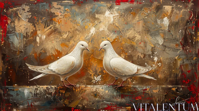 AI ART White Doves and Butterfly Painting