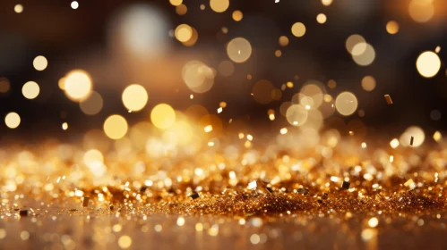Dark Gold Glitter Background with Blurry Lights