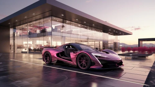 Futuristic Pink Sports Car in Urban Setting