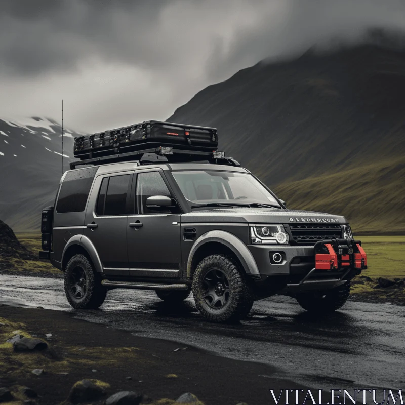 Grey Land Rover with Roof Rack: A Grandiose Adventure AI Image