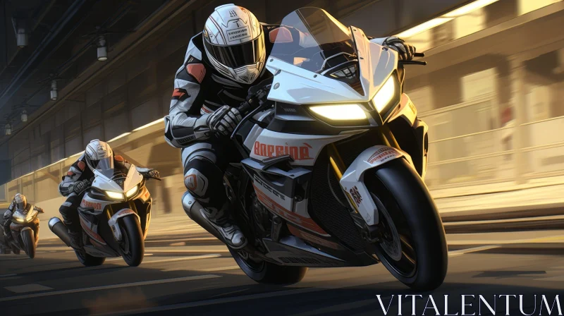 Night City Motorcycle Racing Competition AI Image