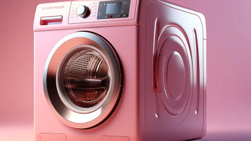 Pink Front-Loading Washing Machine with Glass Door