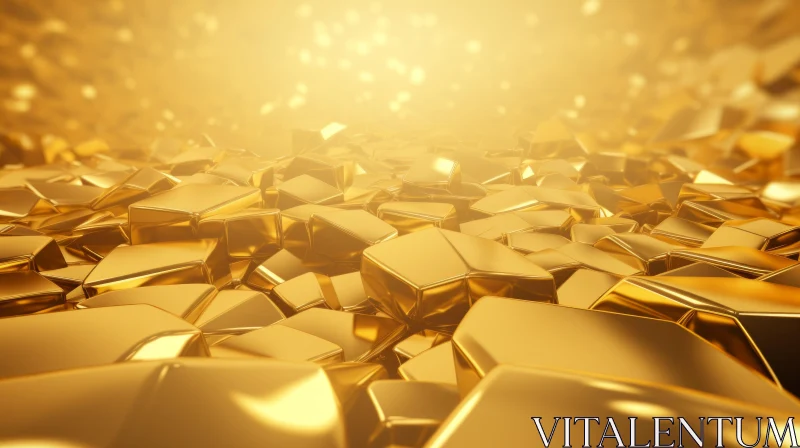 Shiny Gold Nugget Render on Gradient Background AI Image