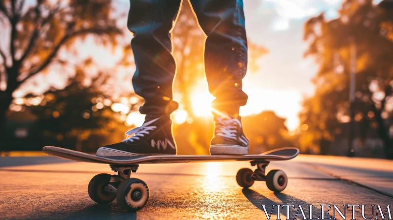 Skateboarding at Sunset AI Image