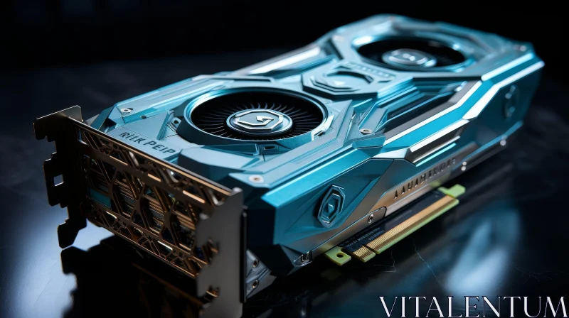 AI ART Modern Graphics Card Close-Up | High-End Model in Blue & Silver
