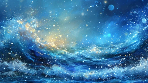 Night Sea Scene with Stars and Mystery