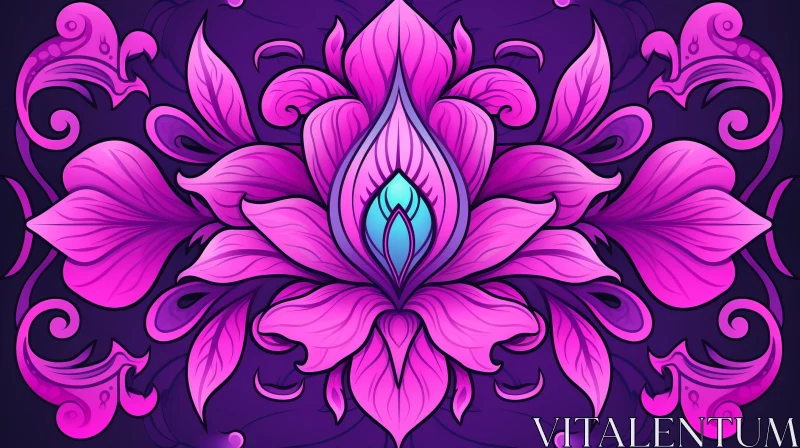 Pink and Purple Flower Illustration AI Image